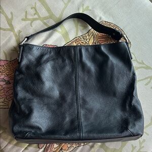 Kooba Genuine Pebbled Leather Black Hobo Shoulder Bag with Silver Hardware